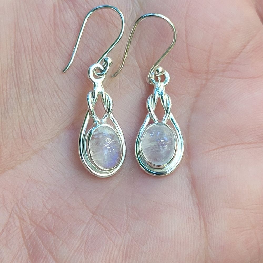 Shivam Silver Moonstone🌙 Earrings - Picture 11 of 14